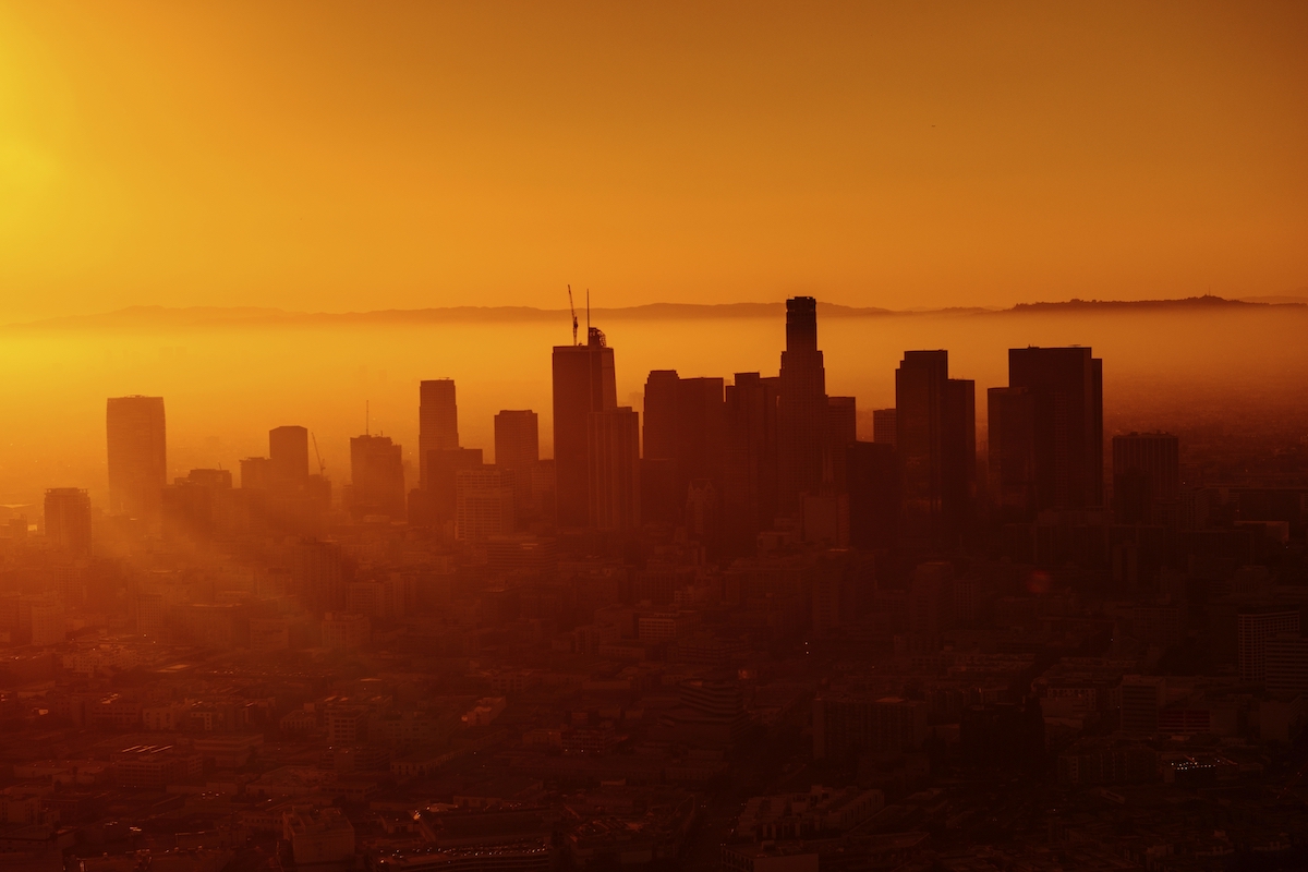 Sunset over downtown Los Angeles